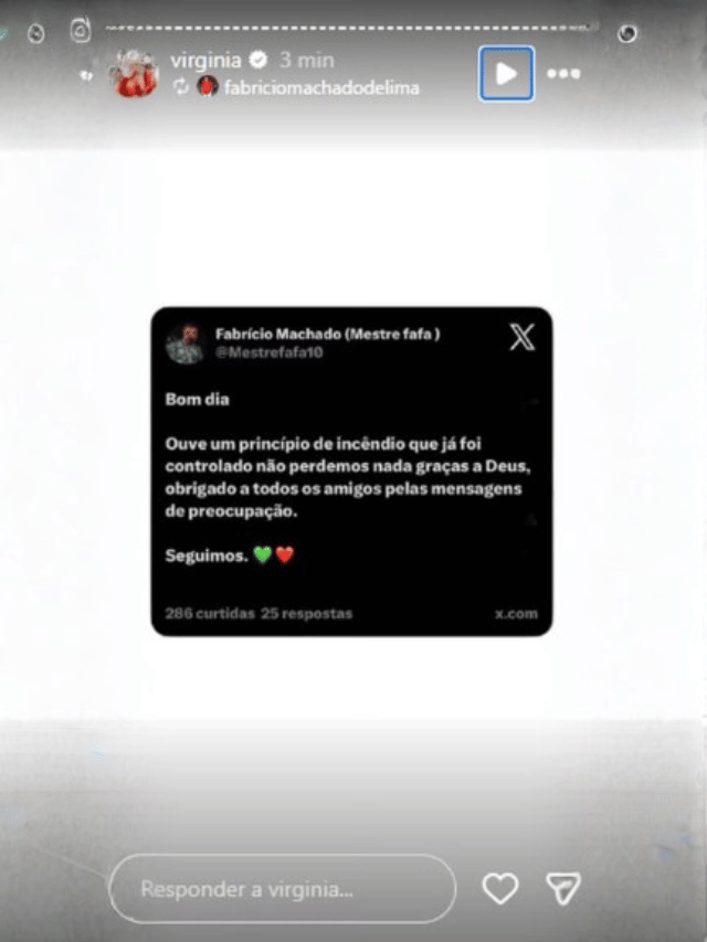 Virginia comenta sobre princípio de incêndio no barracão da Grande Rio